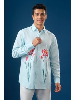 RNG Safawala - Sky Blue Floral Shirt