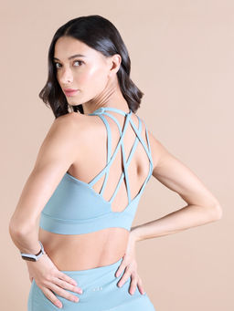 Kica - Second Skn Mid Impact Back Strappy Sports Bra For Gym And Training Surf Green