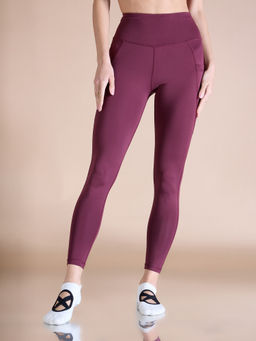 Kica - High Leggings With Pockets And Perfect Ankle Length For Gym And Training Burgundy
