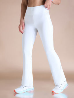Kica - Flare High Waisted Essential Pants With Pockets In Second Skn Fabric White
