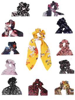 OOMPH - Combo of 12 Pink Yellow Black Red Blue Scarf Scrunchy Rubber Band Hair Tie