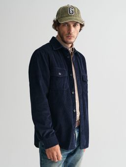 GANT - Men Blue Solid Spread Collar Full Sleeves Shirt
