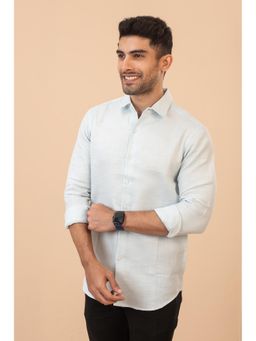 The Bleu Label - Mens Pure Cotton Casual Full Sleeves Blue Shirt