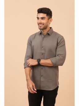 The Bleu Label - Mens Pure Cotton Casual Full Sleeves Grey Shirt
