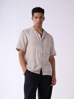 IZF - Grey Handloom Textured Resort Shirt for Men