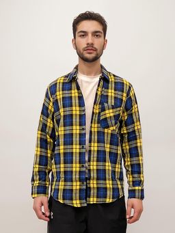 IZF - Yellow Checks Cotton Relaxed Fit Shirt for Men