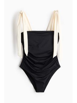 H&M - Women Black Padded-Cup Tie-Strap Swimsuit
