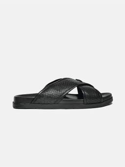 ZEESH - Men Viper Python Black Sliders