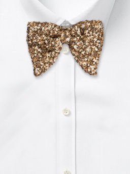 The Tie Hub - Gold Disturbed Scattered Sequin Butterfly Bow Tie