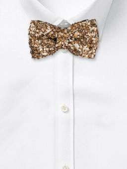 The Tie Hub - Gold Disturbed Scattered Sequin Classic Bow Tie