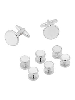 The Tie Hub - Mother of Pearl Silver Cufflinks & Button Tuxedos