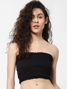 ONLY - Black Bandeau Crop Top