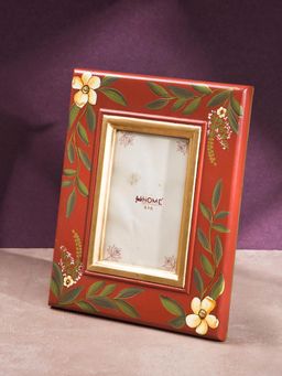 Fabindia - Orange Champa Painted Natural Fibre Photo Frame
