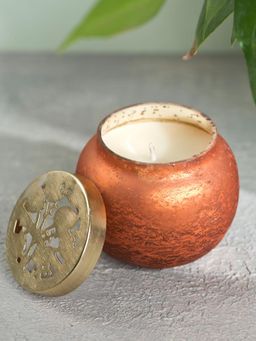 Fabindia - Orange Candle Glass Container Candle