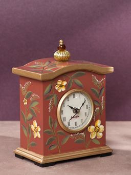Fabindia - Brown Champa Painted Natural Fibre Table Clock