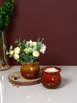 Tayhaa - Brown Sunset Glow Ceramic Planters (Pack of 2)