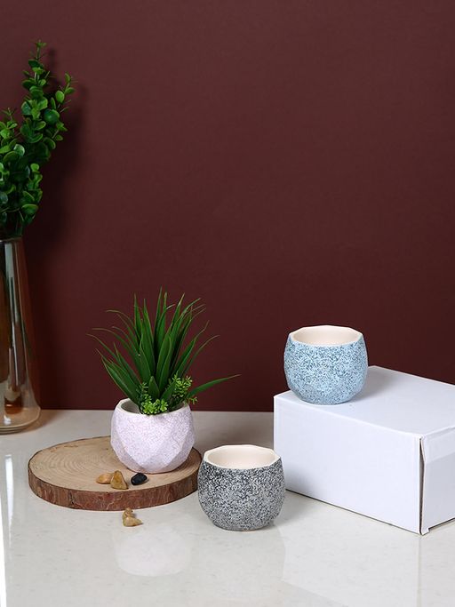 Tayhaa Multi-Color Speckled Geometric Planters (Pack of 3)