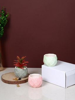 Tayhaa - Multi-Color Speckled Faceted Planters (Pack of 3)