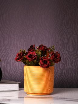 Tayhaa - Orange Spherical Ribbed Planter