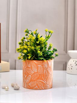 Tayhaa - Orange Leaf Textured Ceramic Planter