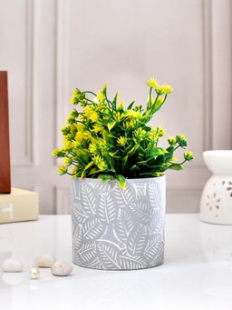 Tayhaa - Leaf Textured Grey Ceramic Planter