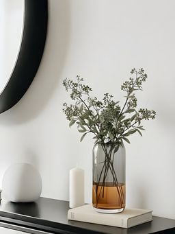 Aarvi Decor - Grey Amber Smoke Transparent Glass Vase