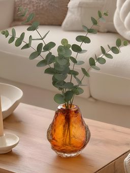 Aarvi Decor - Orange Amber Lava Transparent Glass Vase