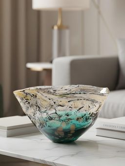 Aarvi Decor - Multi-Color Veil Bowl Textured Glass Flower Vase