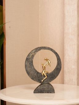 HOME 360 - Black Mother & Baby Figurine with Circular Frame