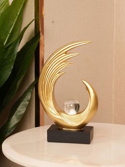 HOME 360 - Modern Abstract Gold Sculpture with Crystal Globe