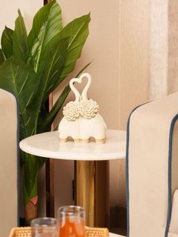 HOME 360 - Off White Embracing Elephant Couple Heart Trunk Figurine