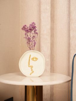 HOME 360 - White Modern Minimalist Faceline Vase