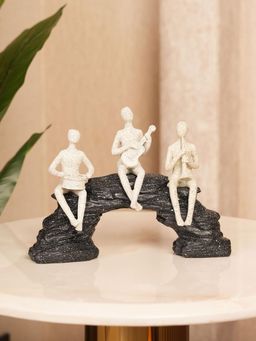 HOME 360 - White Abstract Musician Trio Figurine On Arch Sculpture