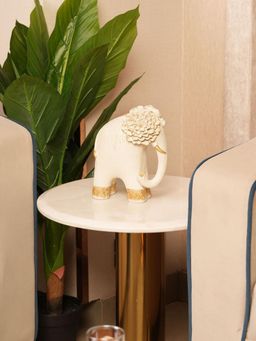 HOME 360 - Off White Textured Beige Elephant Sculpture