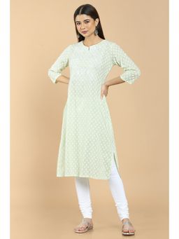 Soch - Sap Green Rayon Printed Kurta