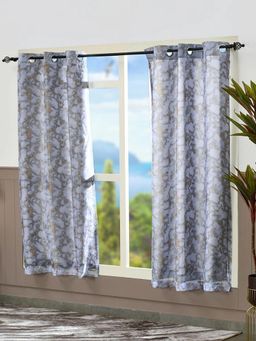 At Home by Nilkamal - Abstract Polyester Reversible Window Curtains (Grey) (Set of 2)