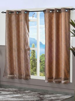 At Home by Nilkamal - Abstract Polyester Reversible Window Curtains (Gold) (Set of 2)