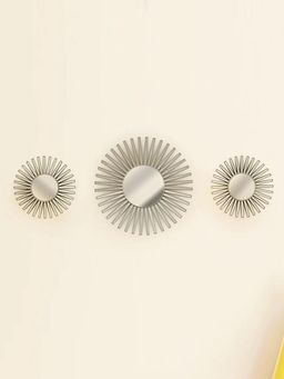 At Home by Nilkamal - Sunrays Decorative Mirrors (Champagne Gold) (Set of 3)