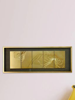 At Home by Nilkamal - Abstract Illusion MDF & Glass Wall Decor (Gold)