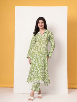 Yufta - Green Ikat Pure Cotton Co-Ord (Set of 2)