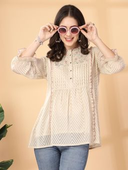 Nayam by lakshita - Floral Embroidered Puff Sleeves Tunic