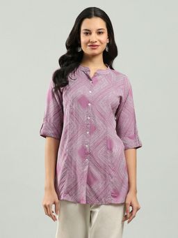 MEENA BAZAAR - Mauve Printed Cotton Blend Kurti