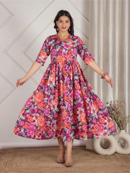 ARAMYA - Soft Cotton Floral Print Dress
