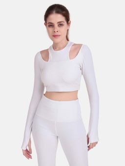 Wear Jukebox - Women White Textured Power Move Cutout T-shirt