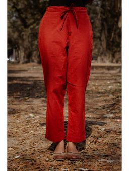 EARTHWEAR - Cotton Straight Red Pant