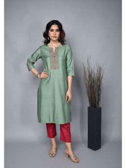 EARTHWEAR - Tassar Silk Green Kurta