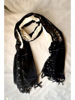 Sutra Art of Clothing - Handloom Multi Colour Black Temple Border Ikkat Dupatta