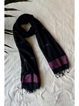 Sutra Art of Clothing - Handloom Midnight Black Yantra Zari Jamdani Dupatta