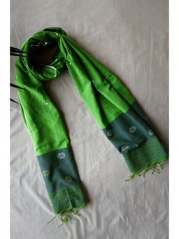 Sutra Art of Clothing - Handloom Forest Green Lata Pata Jamdani Dupatta