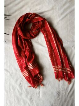Sutra Art of Clothing - Cherry Red Bel Lata Cotton Silk Woven Dupatta